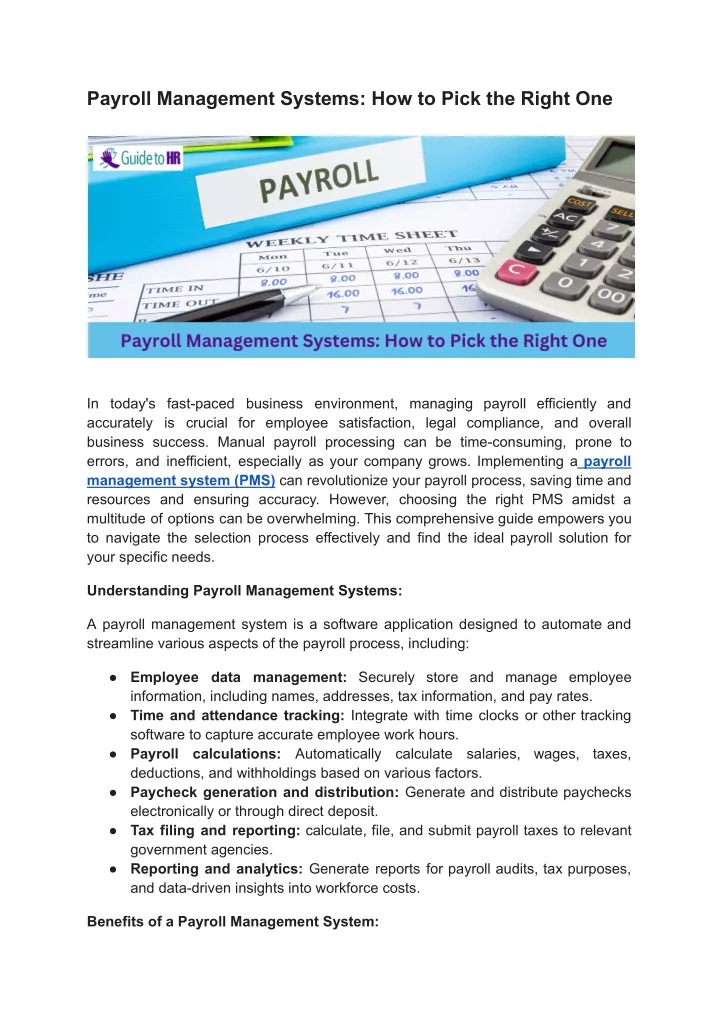 payroll management systems how to pick the right