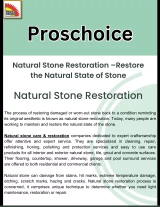 Natural Stone Restoration –Restore the Natural State of Stone