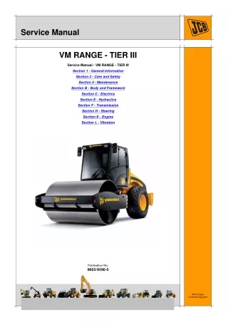 JCB VM115HD Smooth Drum Roller Service Repair Manual