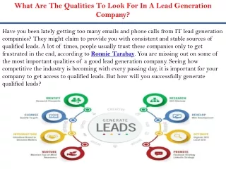 What Are The Qualities To Look For In A Lead Generation Company?