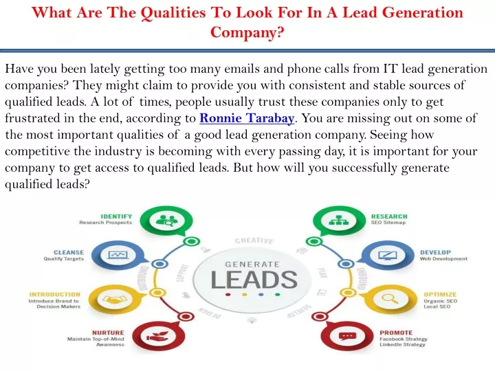 what are the qualities to look for in a lead