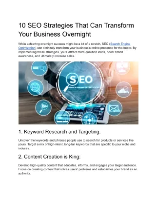 10 SEO Strategies That Can Transform Your Business Overnight