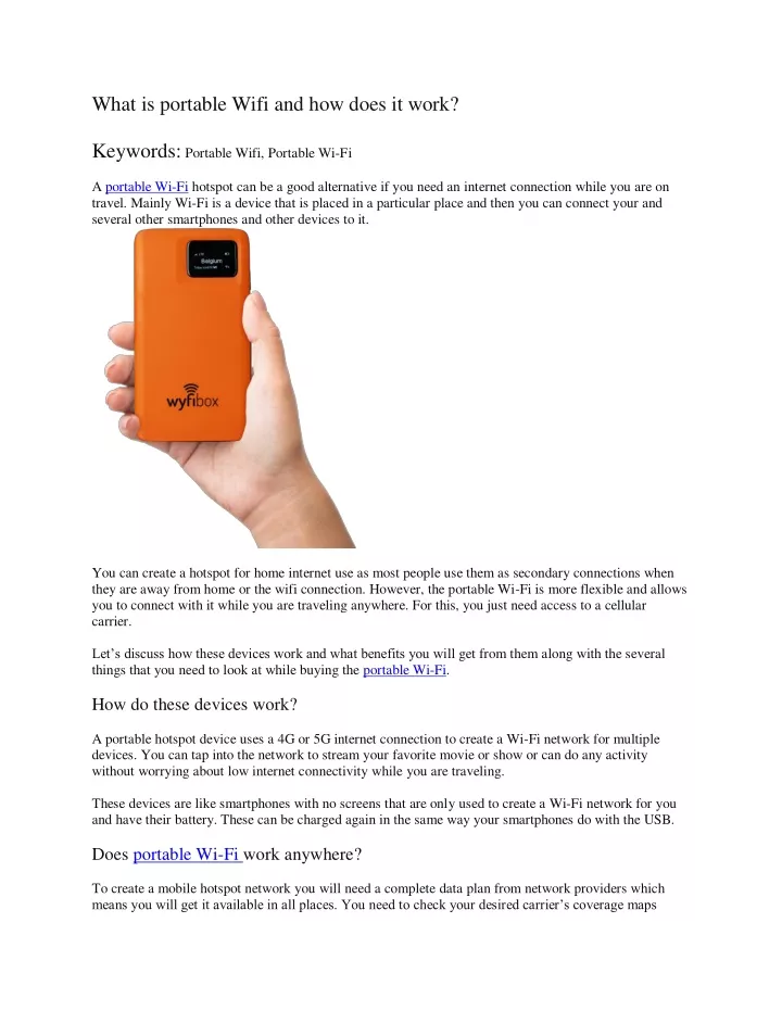 what is portable wifi and how does it work