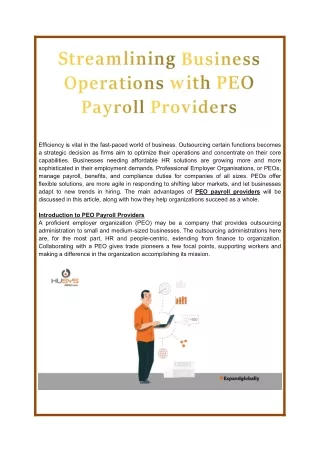 Streamlining Business Operations with PEO Payroll Providers