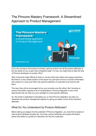 The Pimcore Mastery Framework: A Streamlined Approach to Product Management