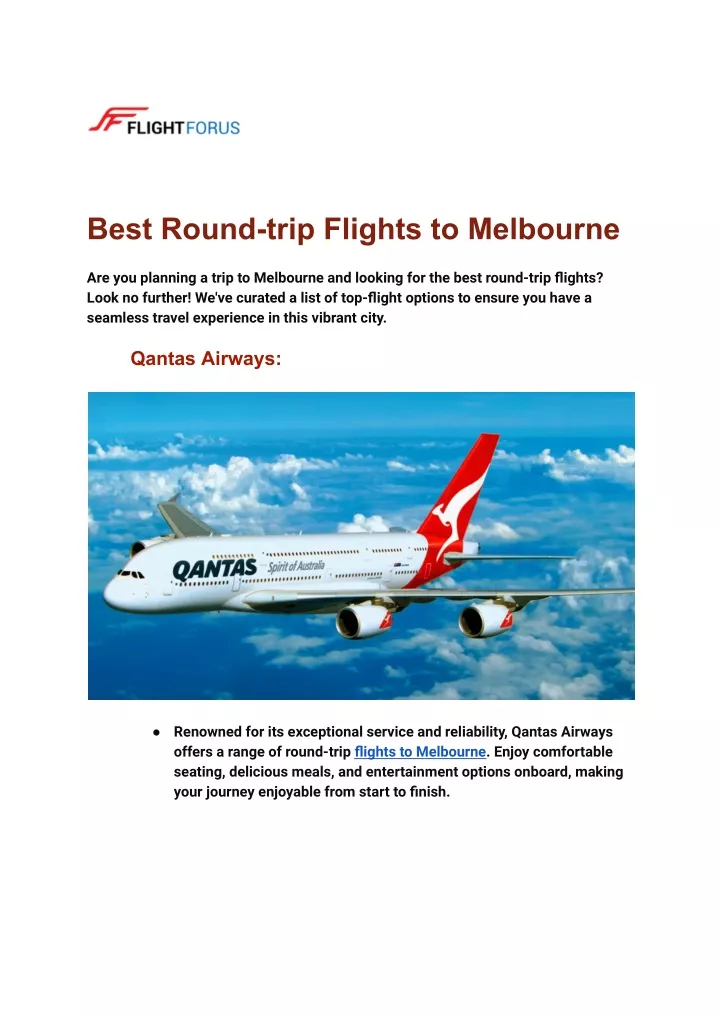 best round trip flights to melbourne