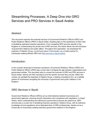Streamlining Processes_ A Deep Dive into GRO Services and PRO Services in Saudi Arabia