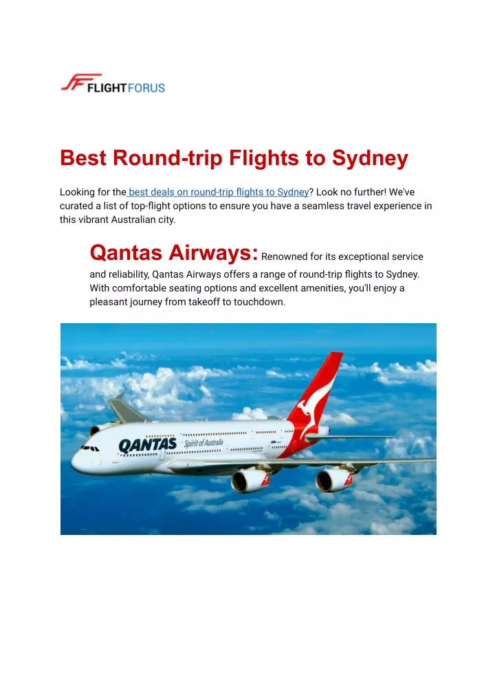 best round trip flights to sydney