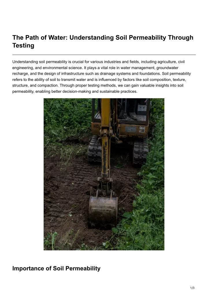 the path of water understanding soil permeability