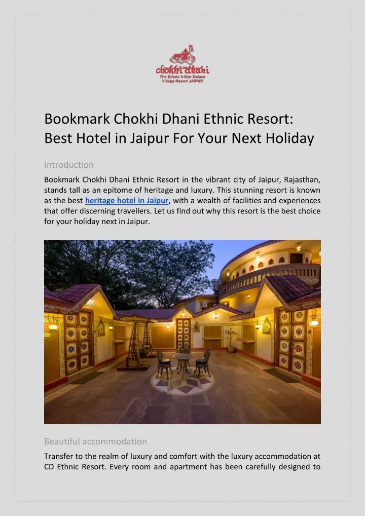 bookmark chokhi dhani ethnic resort best hotel