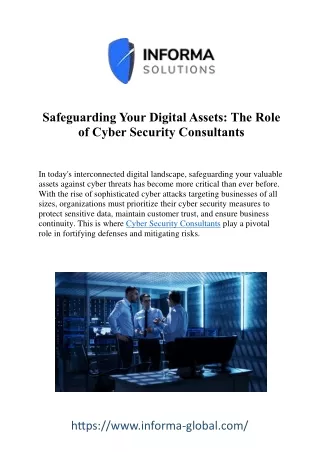 Safeguarding Your Digital Assets: Cyber Security Consultants