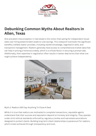 Debunking Common Myths About Realtors in Allen, Texas