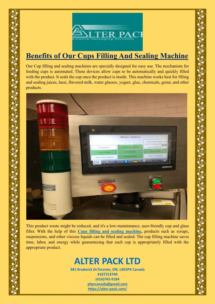 benefits of our cups filling and sealing machine