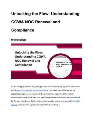 Unlocking the Flow_ Understanding CGWA NOC Renewal and Compliance