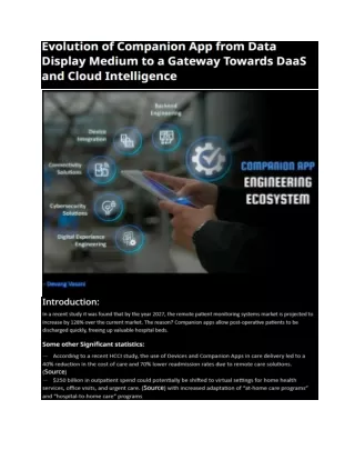 Evolution of Companion App from Data Display Medium to a Gateway Towards DaaS and Cloud Intelligence