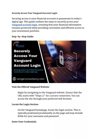 Securely Access Your Vanguard Account Login