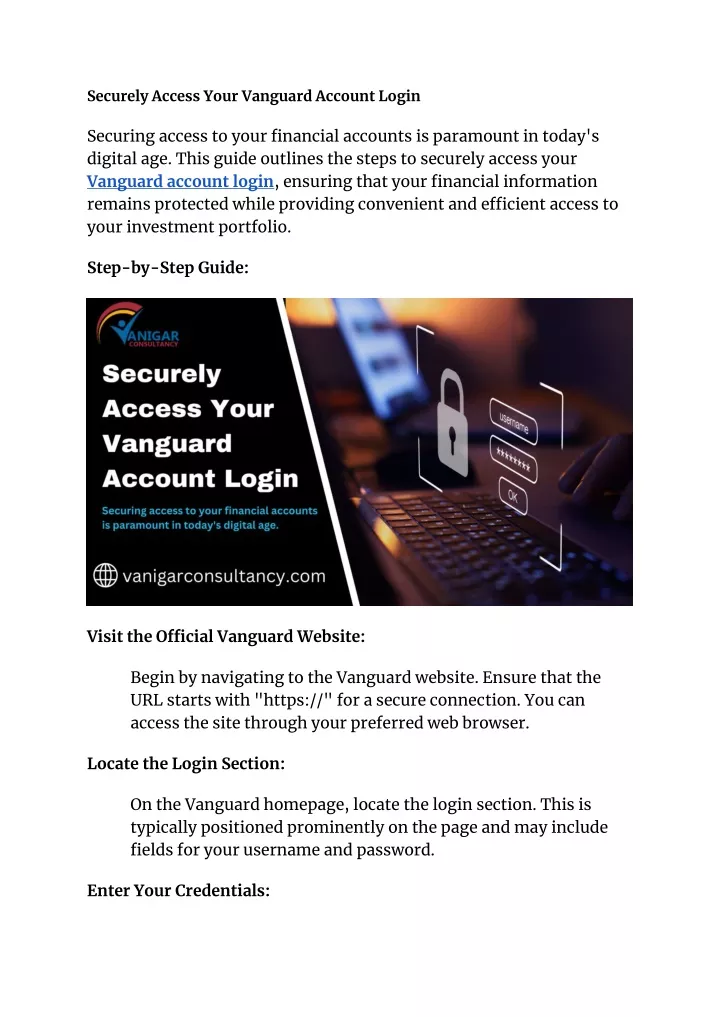 securely access your vanguard account login