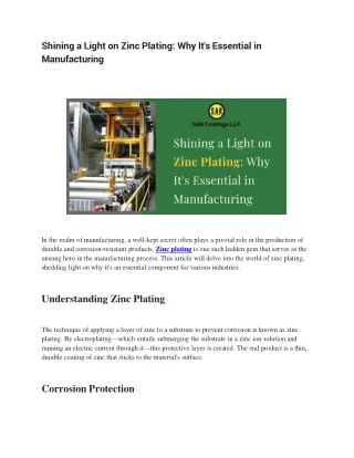 Zinc Plating | Plating Services
