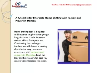 A Checklist for Interstate Home Shifting with Packers and Movers in Mumbai