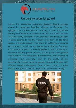 Securing Higher Education: University Security Guard Services