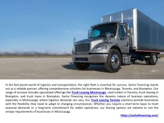 Truck Loans Truck Leasing Mississauga Brampton