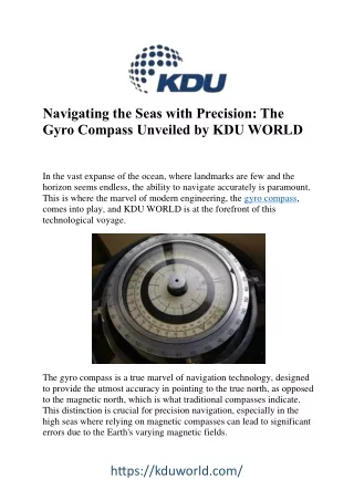 Navigating with Precision: The Gyro Compass Explained