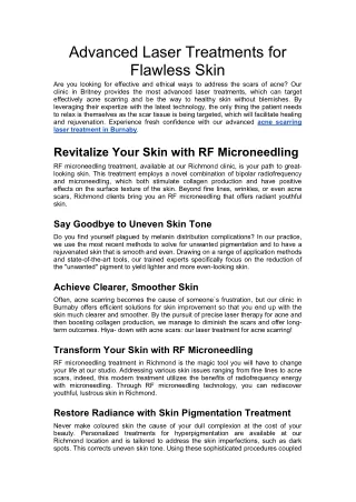 Advanced Laser Treatments for Flawless Skin
