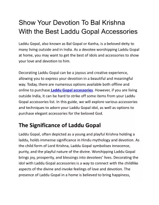 Show Your Devotion To Bal Krishna With the Best Laddu Gopal Accessories