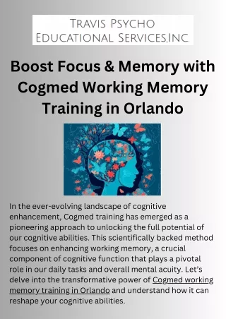 boost focus memory with cogmed working memory