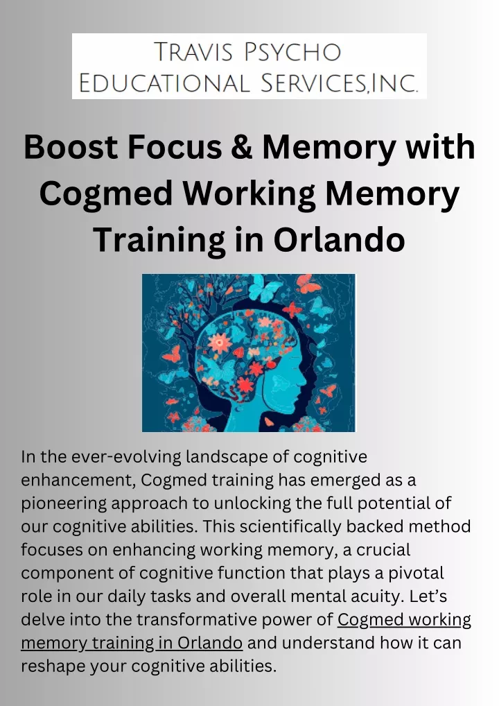 boost focus memory with cogmed working memory
