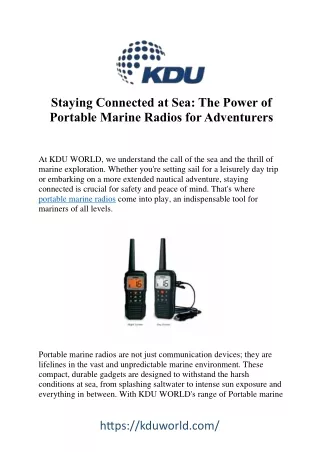 Seamless Communication at Sea: Fibre Portable Marine Radios