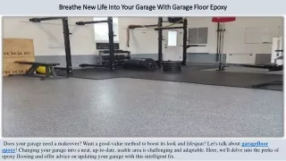 Breathe New Life Into Your Garage With Garage Floor Epoxy