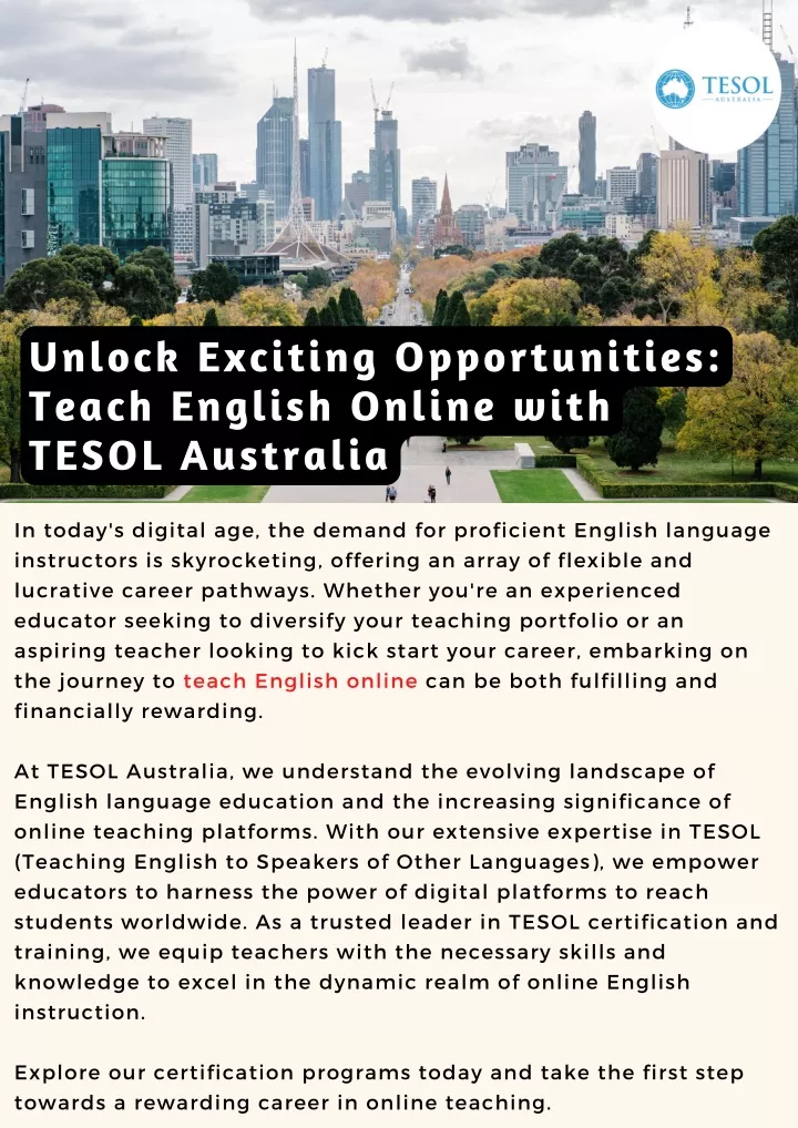 unlock exciting opportunities teach english