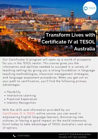 Transform Lives with Certificate IV at TESOL Australia
