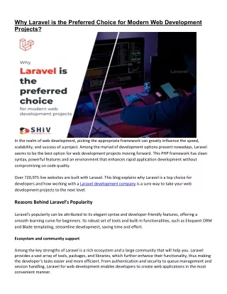 Explore the Reasons Why Laravel Dominates Modern Web Development