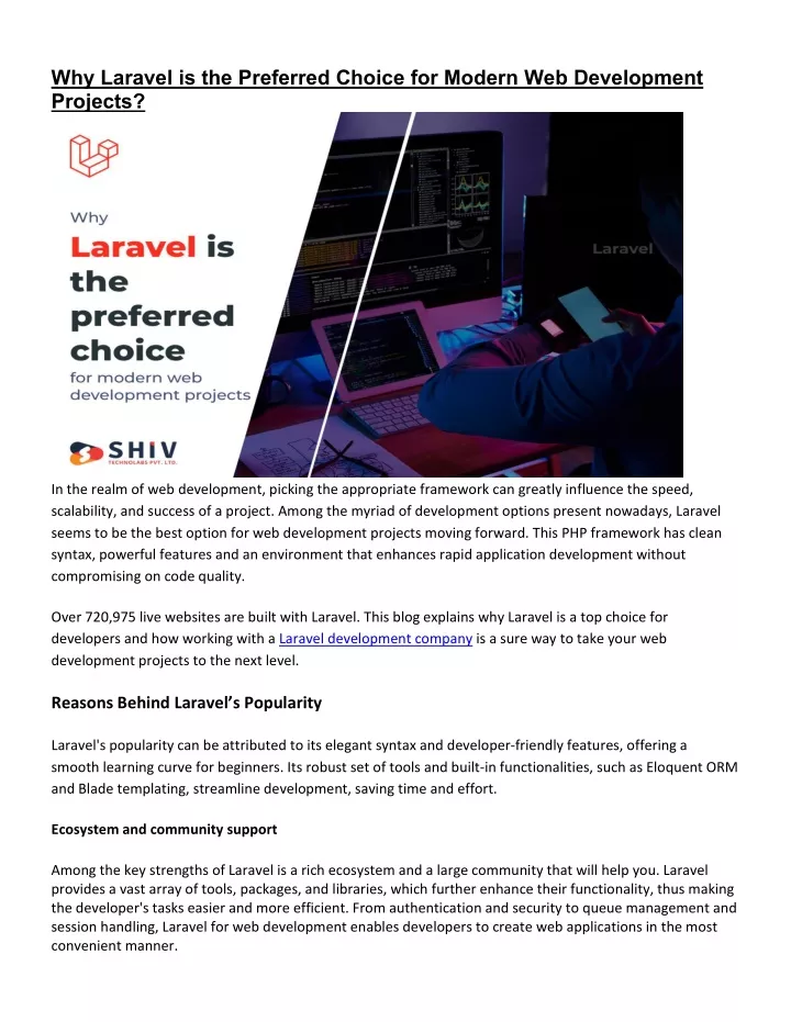 why laravel is the preferred choice for modern