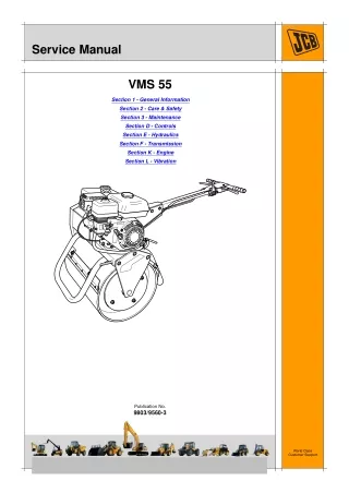 JCB VMS55 Mini Road Roller Service Repair Manual SN 1401000 to 1401999