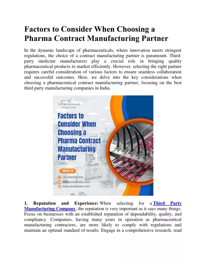 factors to consider when choosing a pharma