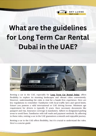 What are the guidelines for Long Term Car Rental Dubai in the UAE (1)