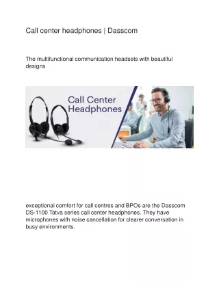 Call center headphones | Dasscom