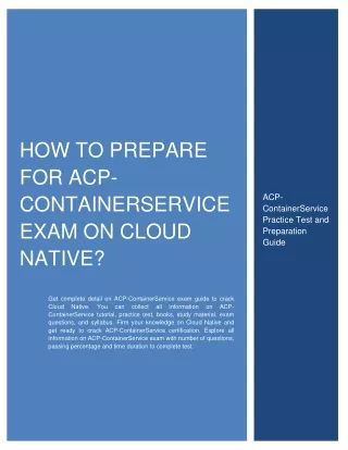 How to Prepare for ACP-ContainerService exam on Cloud Native?
