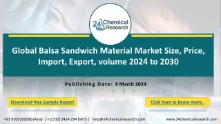 Global Balsa Sandwich Material Market Size, Price, Import, Export, volume 2024 to 2030