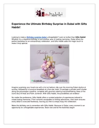 Ultimate Birthday Surprise in Dubai with Gifts Habibi!