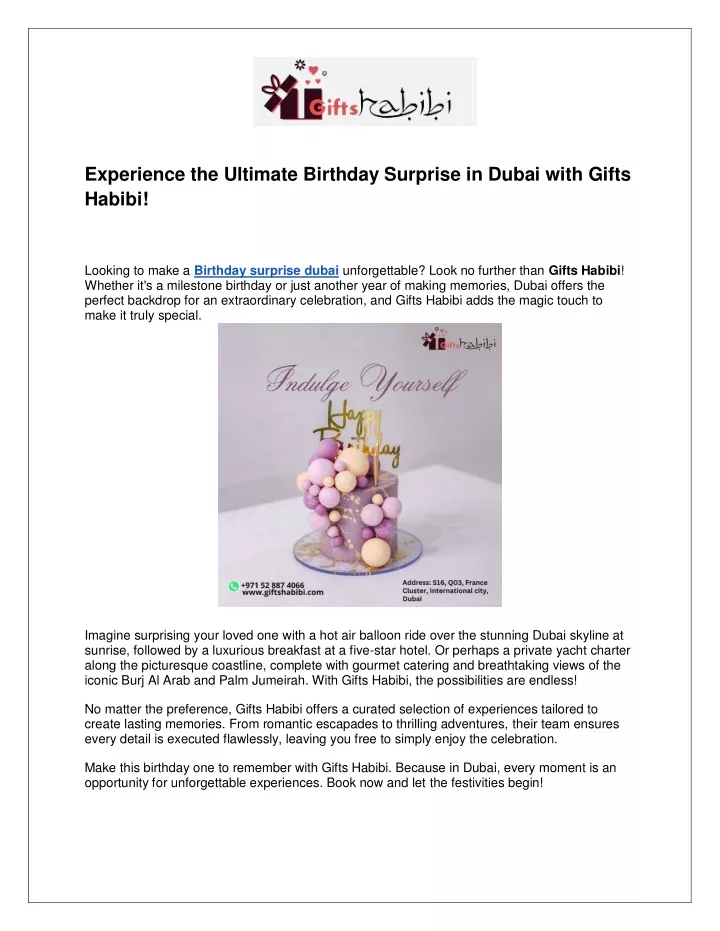 experience the ultimate birthday surprise