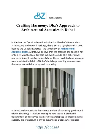 Harmonizing Spaces: Architectural Acoustics in Dubai