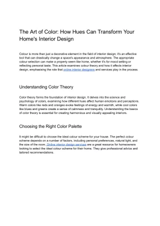 The Art of Color: How Hues Can Transform Your Home's Interior Design