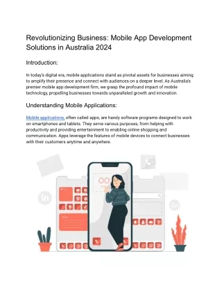 Revolutionizing Business- Mobile App Development Solutions in Australia 2024
