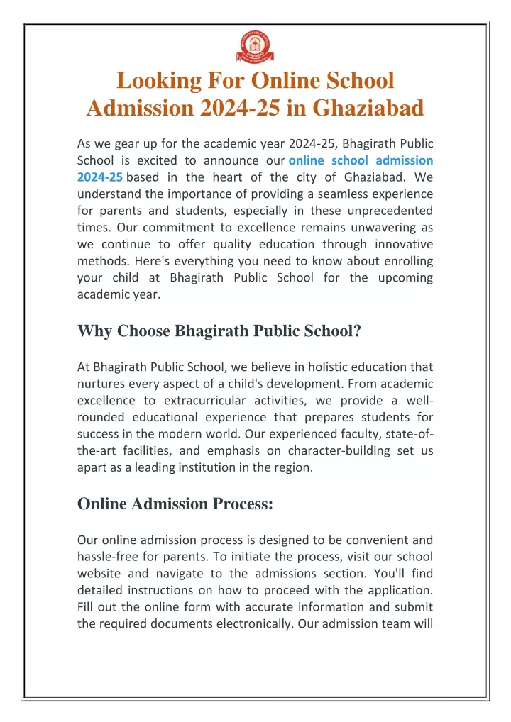 looking for online school admission 2024