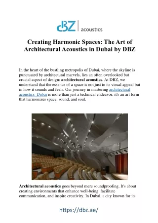 Harmonizing Spaces: Architectural Acoustics in Dubai