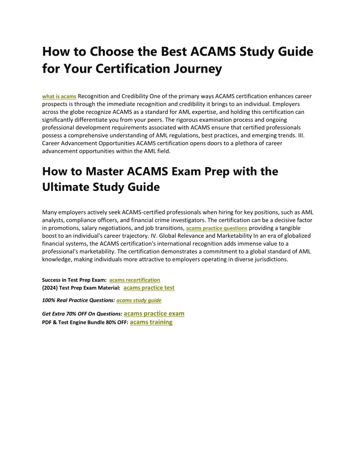 how to choose the best acams study guide for your